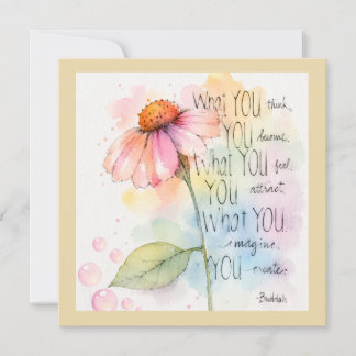 Tarjeta de cita inspiradora de acuarela de flores