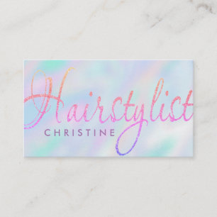 tarjeta de cita iridiscente para peluquín