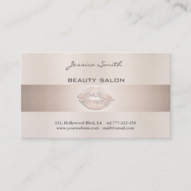 Tarjeta de cita labios brillantes y elegantes (Anverso)