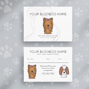 Tarjeta de cita lazo adorable perro garabato blanc