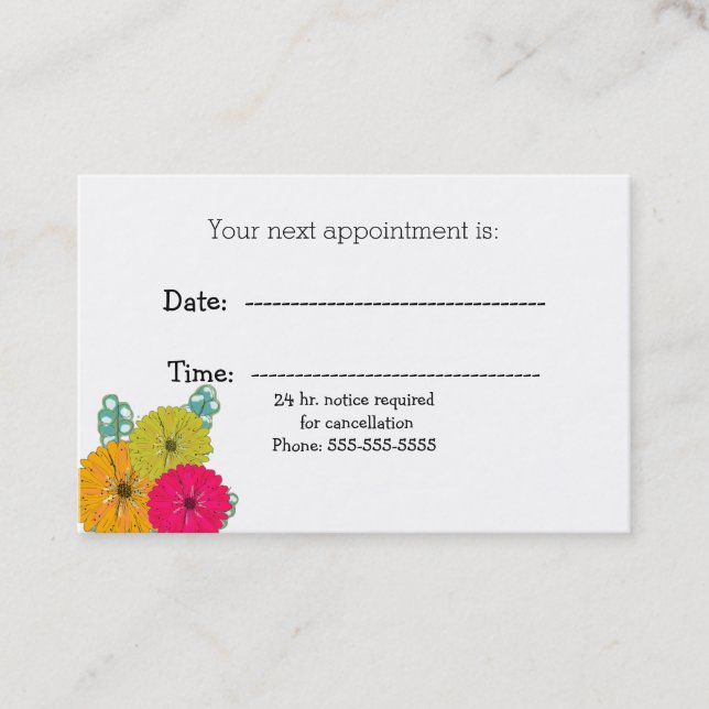 Tarjeta de cita médica de flores y eucalipto (Anverso)