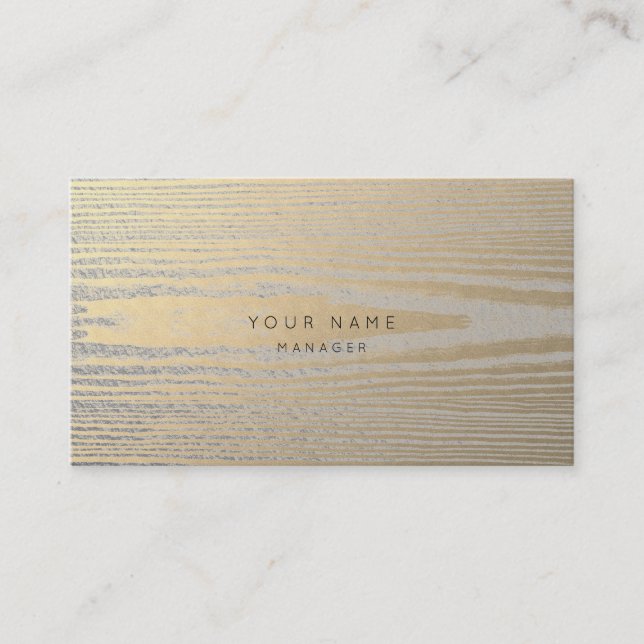Tarjeta de cita metálica de oro gris de madera (Anverso)