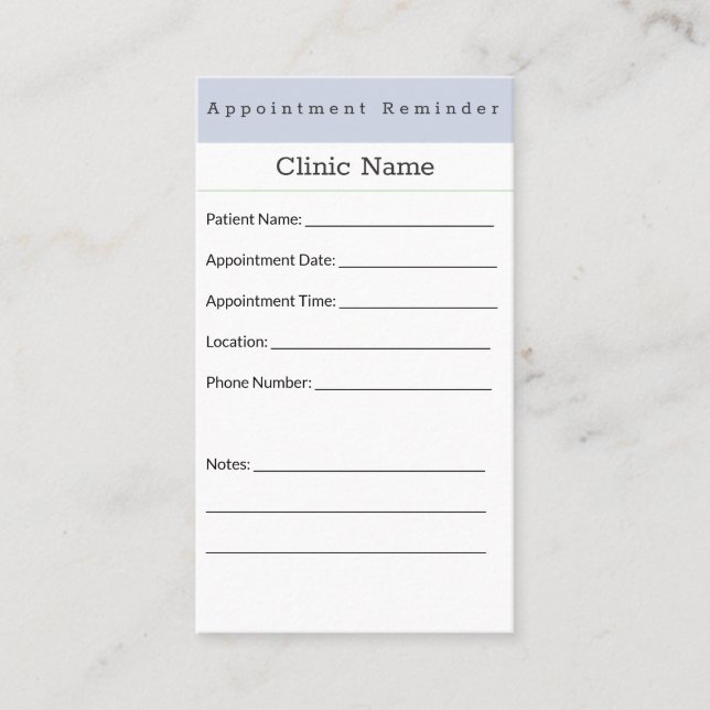 Tarjeta de cita minimalista azul suave (Anverso)