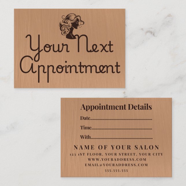 Tarjeta de cita minimalista elegante en el salón (Anverso / Reverso)