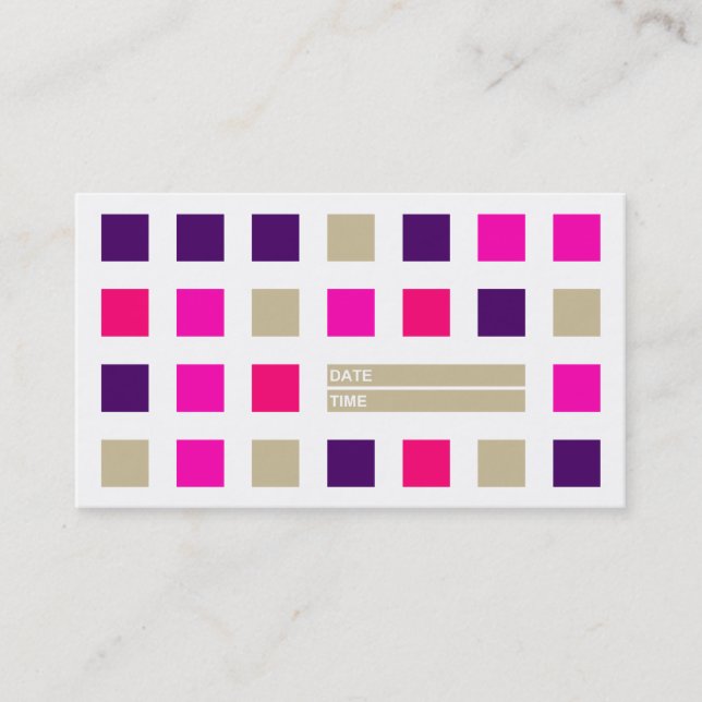 tarjeta de cita mod cuadrares (rosa) (Anverso)