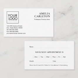 Tarjeta de cita moderna con logotipo personalizado
