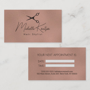Tarjeta de cita moderna de Hairstylist Gold negro
