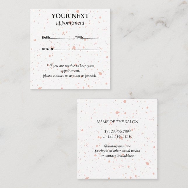 Tarjeta de cita moderna de Paint Splatter (Anverso / Reverso)