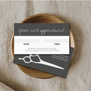 Tarjeta de cita moderna Guay Gray White Hairstylis