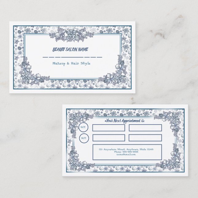 Tarjeta de cita Navidades de plata blanca (Anverso / Reverso)