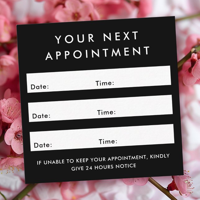 tarjeta de cita negra cuadrada con logotipo de per (Custom logo square black appointment card)