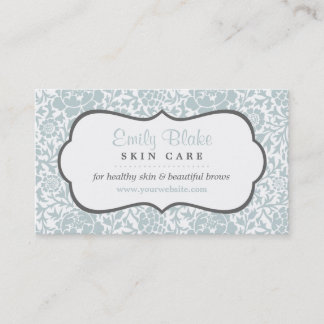 Tarjeta de cita para damasco floral gris y azul