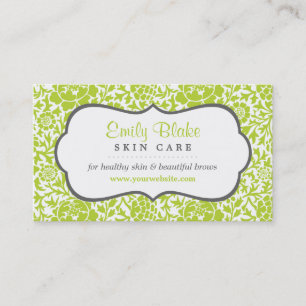 Tarjeta de cita para damasco floral gris y verde