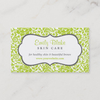 Tarjeta de cita para damasco floral gris y verde