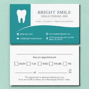 Tarjeta de cita para dientes de consultorio dental