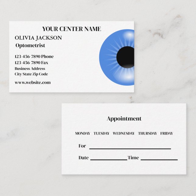 Tarjeta de cita para el cuidado de la vista de Oto (Anverso / Reverso)
