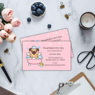 Tarjeta de cita para el spa de peluche de pug pug