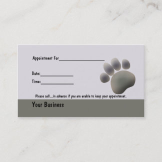 Tarjeta de cita para empresas veterinarias Paw Tra