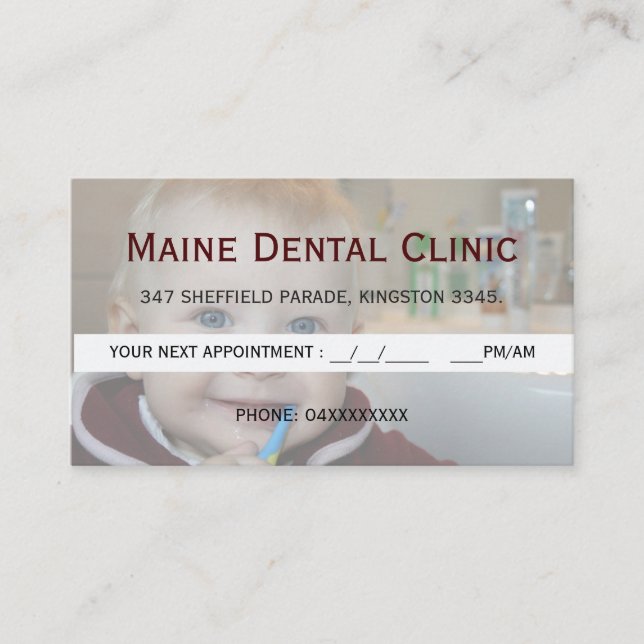 Tarjeta de cita para limpieza de dientes en la clí (Anverso)