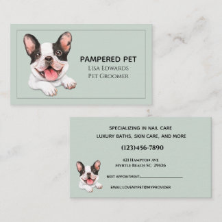 Tarjeta de cita para negocios verde de Cute Dog Gr