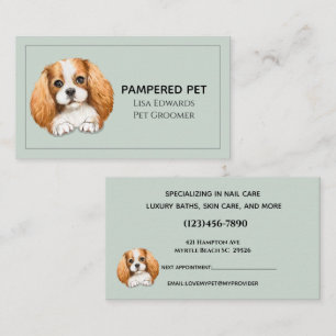 Tarjeta de cita para negocios verde de Cute Dog Gr