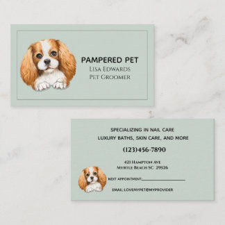 Tarjeta de cita para negocios verde de Cute Dog Gr