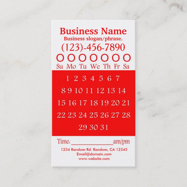 Tarjeta de cita para punzonado de agujero blanco r (Anverso)