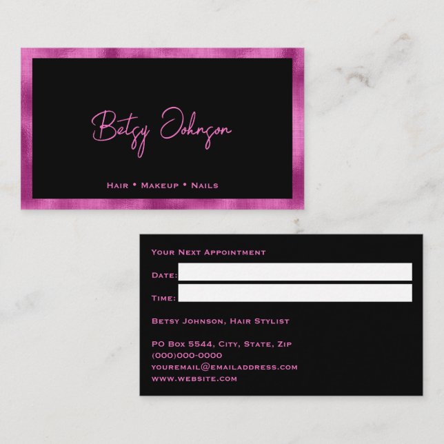 Tarjeta de cita para Relieve metalizado de Faux Bl (Anverso / Reverso)