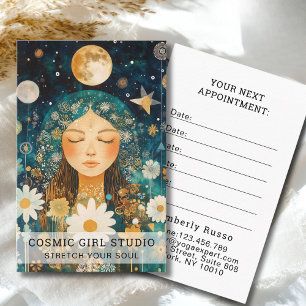 Tarjeta de cita para salón Cosmic Girl Boho Moon