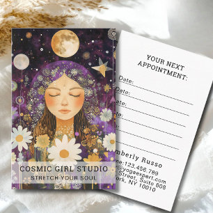 Tarjeta de cita para salón Cosmic Girl Boho Moon