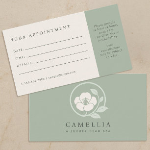 Tarjeta de cita para spa de cabeza con logo elegan