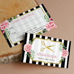 Tarjeta de cita para tijeras de oro floral de esti