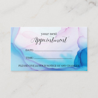 Tarjeta de cita profesional de tinta azul y rosa
