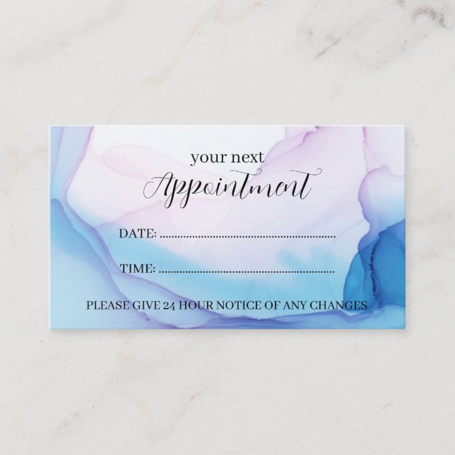 Tarjeta de cita profesional de tinta azul y rosa (Anverso)