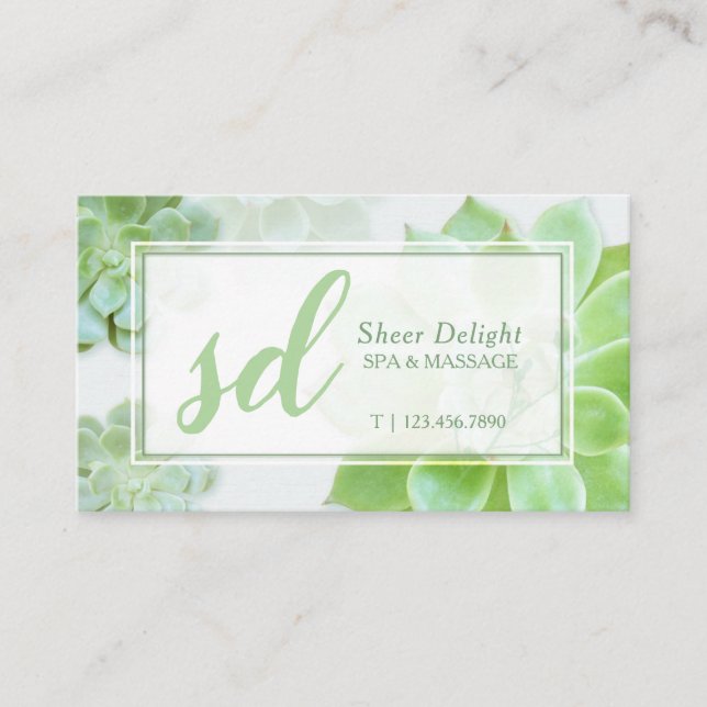 Tarjeta de cita profesional Green Succulents (Anverso)