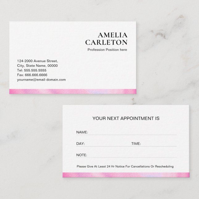 Tarjeta de cita profesional moderna (Anverso / Reverso)