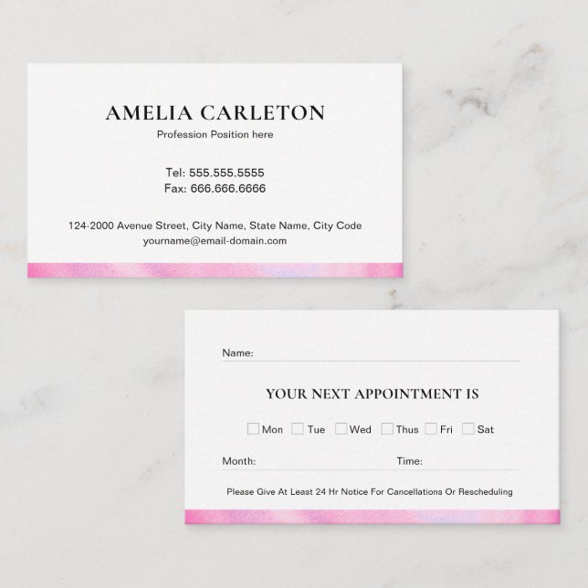 Tarjeta de cita profesional moderna (Anverso / Reverso)