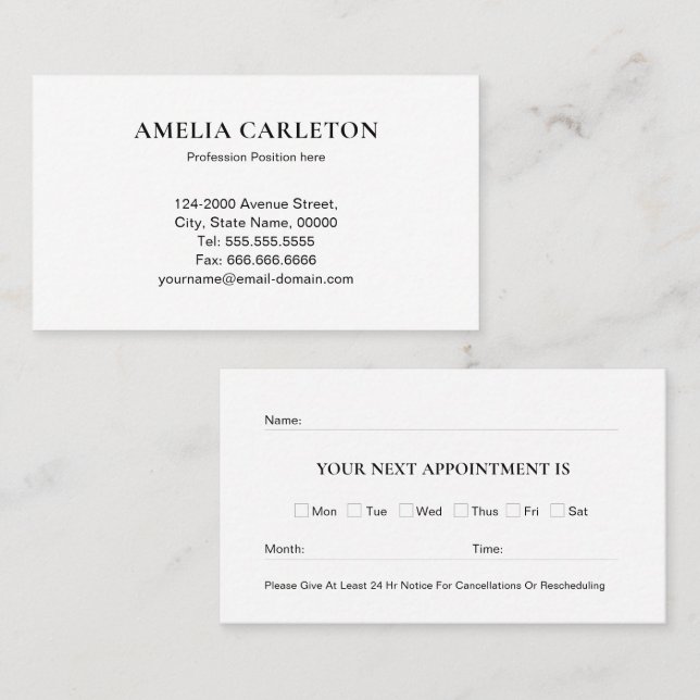 Tarjeta de cita profesional moderna (Anverso / Reverso)