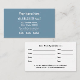 Tarjeta de cita profesional moderna azul polvorien