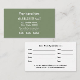 Tarjeta de cita profesional moderna de Sage Green