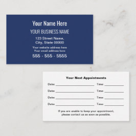 Tarjeta de cita profesional moderna Navy Blue