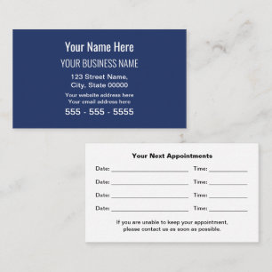 Tarjeta de cita profesional moderna Navy Blue