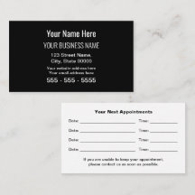 Tarjeta de cita profesional moderna y negra