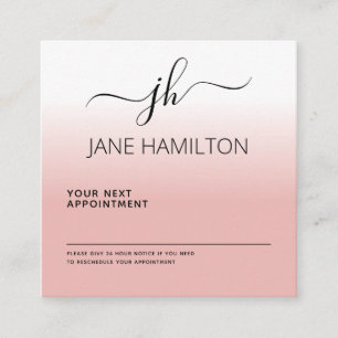 Tarjeta de cita profesional rosa con logotipo pers