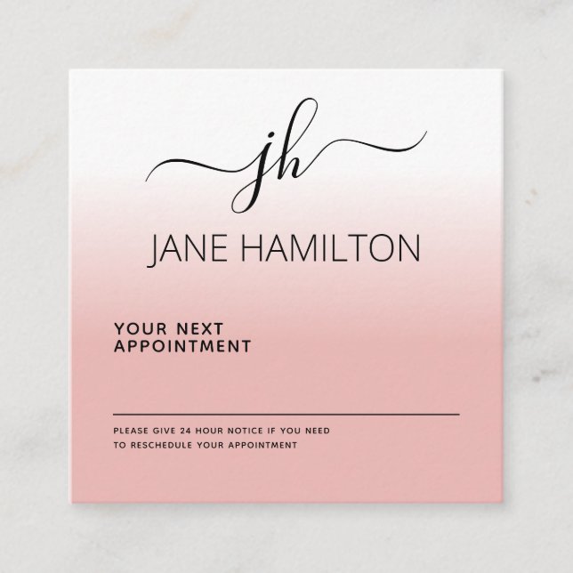 Tarjeta de cita profesional rosa con logotipo pers (Anverso)
