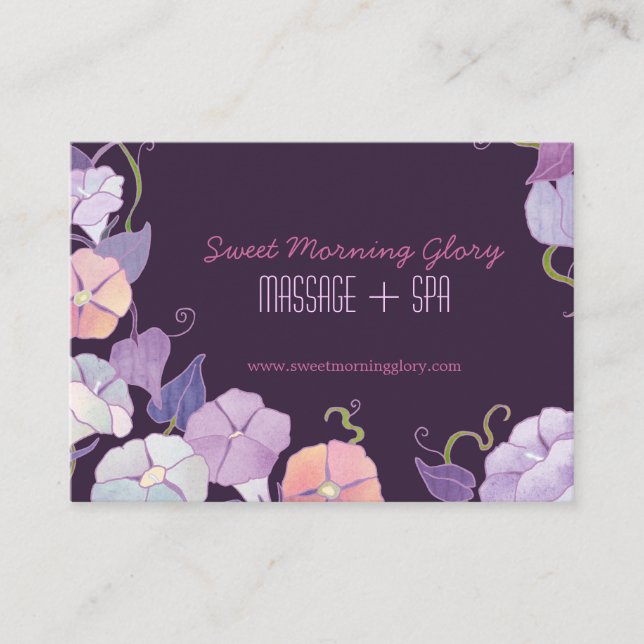 Tarjeta de cita Purple Morning Glory Massage (Anverso)