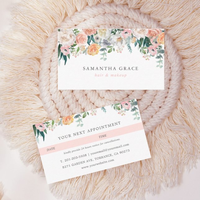 Tarjeta de cita romántica Rubor Floral Hair Makeup (Subido por el creador)