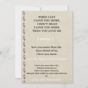 Tarjeta de cita romántica “Te amo más” – Minimalis