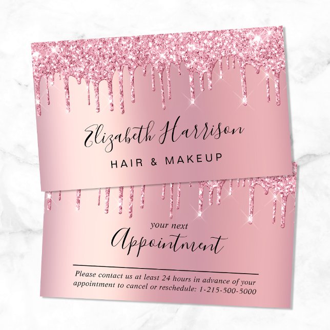 Tarjeta de cita rosa de belleza purpurina (Subido por el creador)