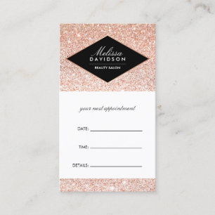Tarjeta de cita Rosa Gold Purpurina y Glamour